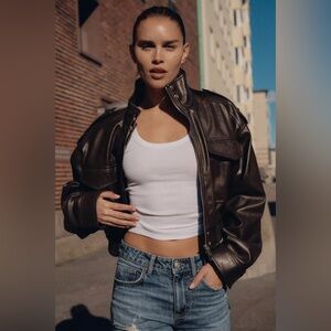 Brown Faux Leather Jacket